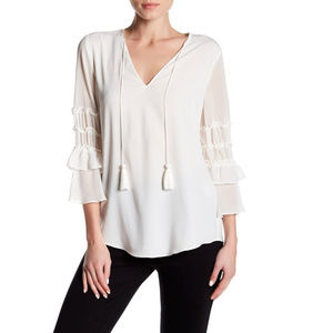 T Tahari Ruffle Sleeve Theresa Blouse